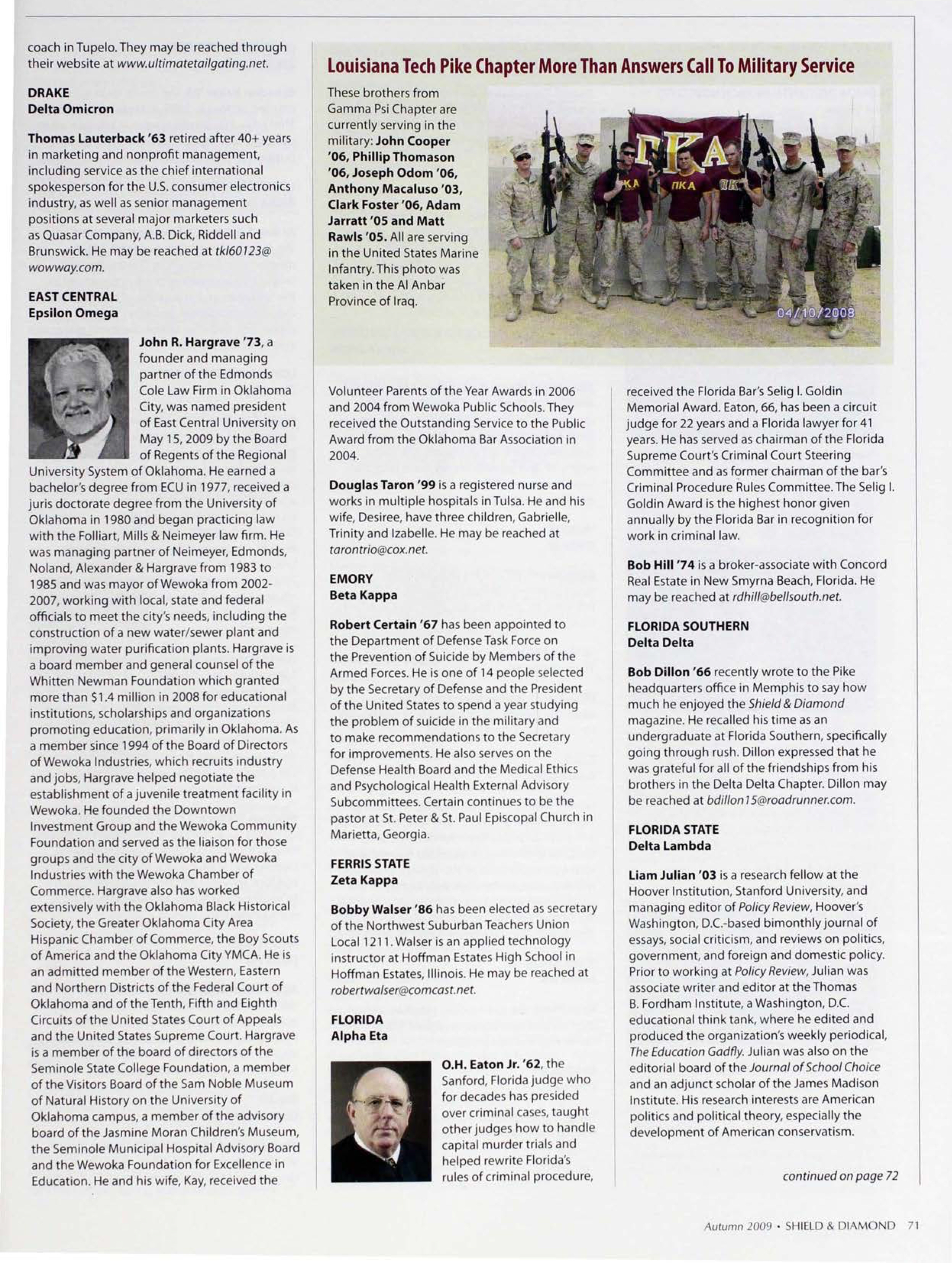 Louisiana Tech Pike Chapter More Than Answers Call To Military Service